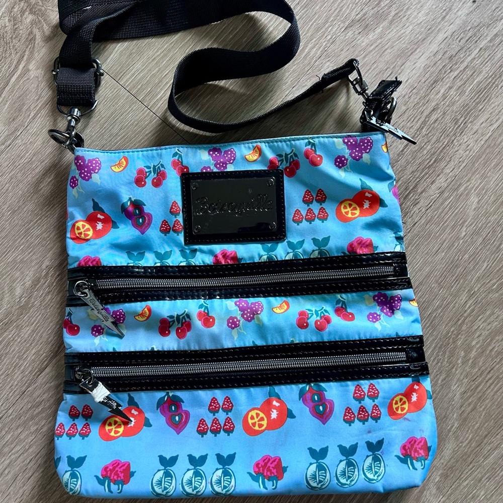 Vintage Betseyville by Betsey Johnson Fruit Print Crossbody Bag – Blue